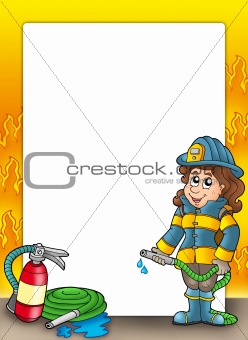 Frame with firefighter girl