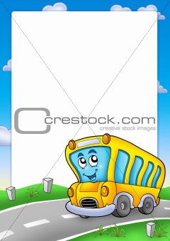 Frame with yellow school bus