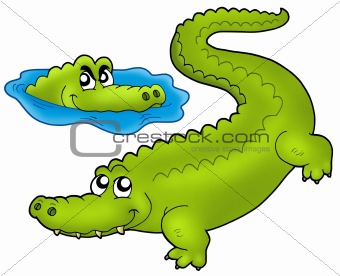 Pair of cartoon crocodiles