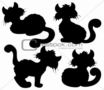 Cartoon cat silhouette collection
