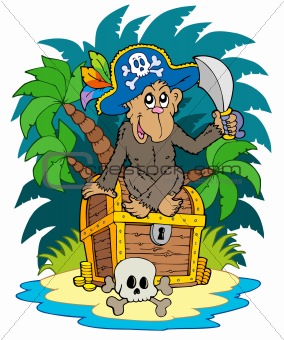 Pirate island with monkey