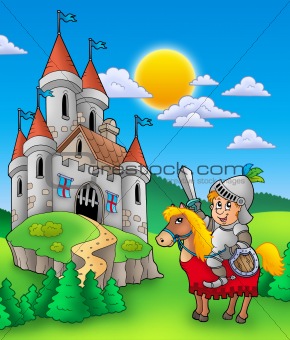 Knight on horse with castle