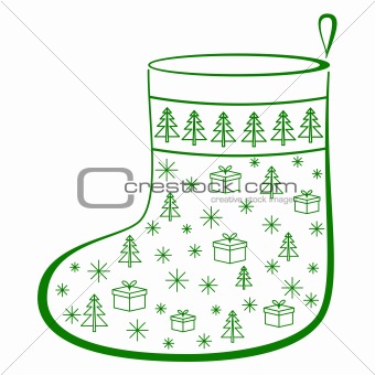 Christmas stocking with fur-trees, pictogram