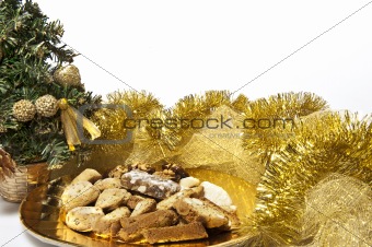 plate of sweets and christmas tree