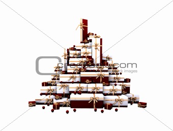 Red-Gold-White mountain of present