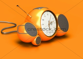 orange vintage alarm clock