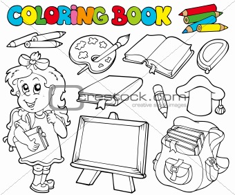 Coloring book with school theme 1