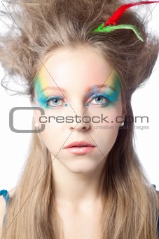 beautiful woman  with color makeup