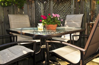 Patio furniture on a deck