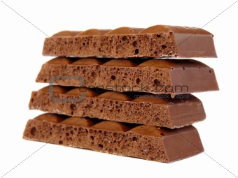 Chocolate isolated on white background. Collage 