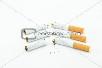 Isolated Broken cigarette