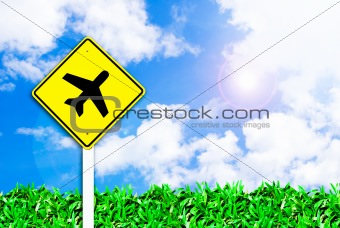 airplane airport sign on beautiful sky