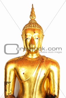 Golden Buddha Statue isolated on white background