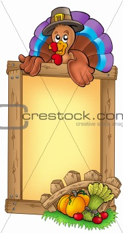 Wooden frame with lurking turkey