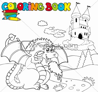 Coloring book with big dragon 1