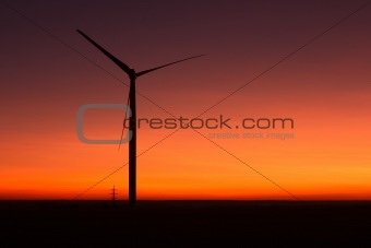 Windfarm and sky with volcanic dust