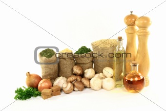 Products for Cooking mushrooms on rice.  