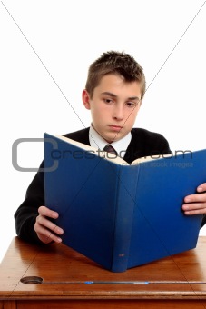 Student reading a text book