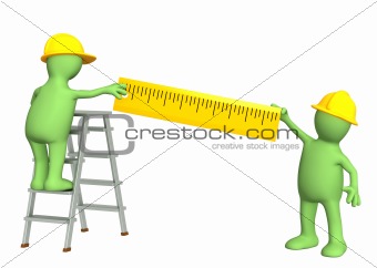 3d puppets - builders with ruler