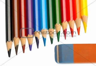 Colored pencils and eraser