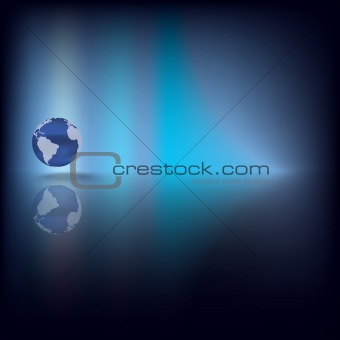 Abstract background with globe on blue