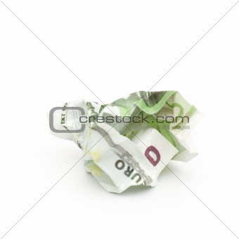 crumpled banknote in a hundred euros