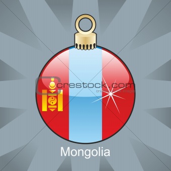 mongolia flag in christmas bulb shape