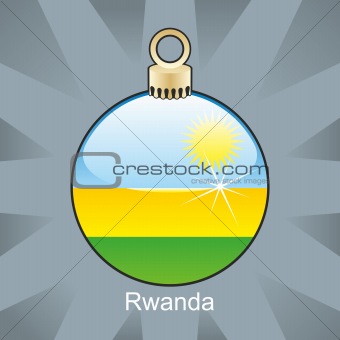 rwanda flag in christmas bulb shape