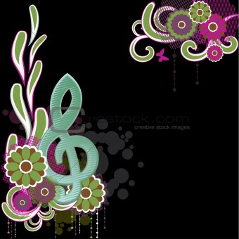 Background with Treble clef.Vector Illustration