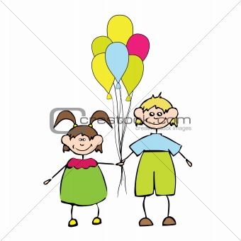 happy kids playing. vector illustration