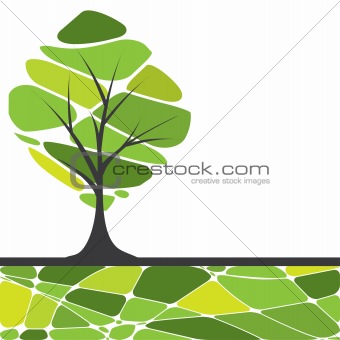 card design with stylized trees and text. vector illustration 	card design with stylized trees. vector illustration