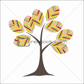 REtro colorful tree. Vector illustration