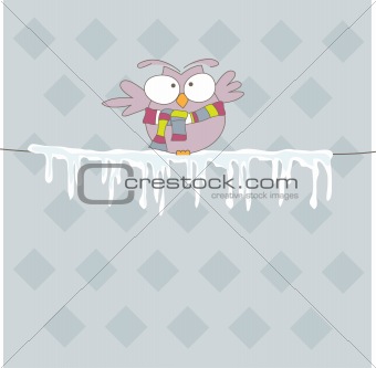 Colorful owl on the rope. Vector illustration
