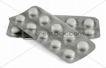 Blisters of medication isolated on white