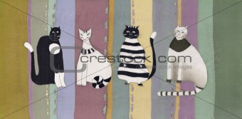 cats on striped background