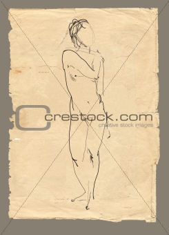 drawing standing model in oldfashioned style