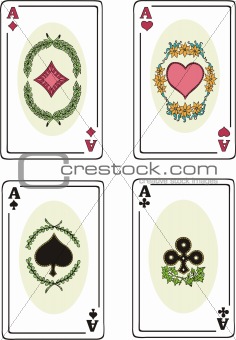 Full set of aces of playing cards