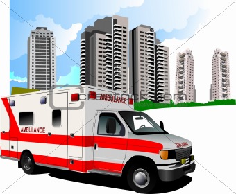 Dormitory and ambulance. Vector illustration