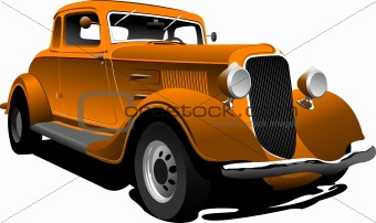 Old  orange car. Sedan. Vector illustration