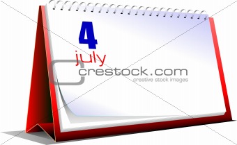 Vector illustration of desk calendar. US Independence Day