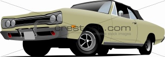Fifty years old  cabriolet with closed roof. Vector illustration