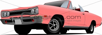 Fifty years old  cabriolet with opened roof. Vector illustration