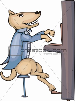 Dog pianist cartoon