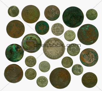 Set of old Russian coins. Reverse