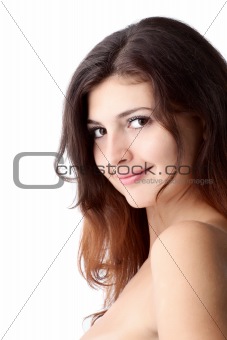 beautiful woman   over white background