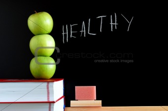apples and chalkboard