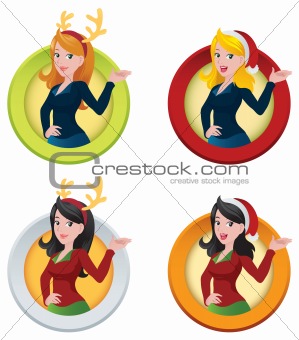 Christmas Themed Business Woman Web Buttons