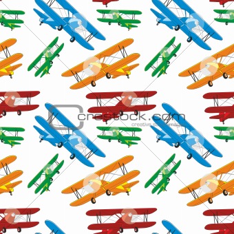 seamless pattern of colored airplaners