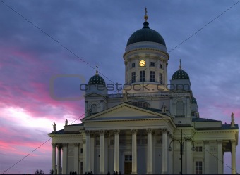 Helsinki cathedral in sunset