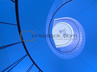 Spiral stairway in blue